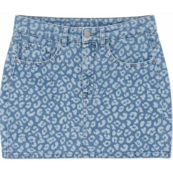 Mazine - Women's Printed Denim Mini Skirt - Rock Light Blue Wash Best
