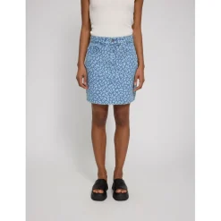 Mazine - Women's Printed Denim Mini Skirt - Rock Light Blue Wash Best