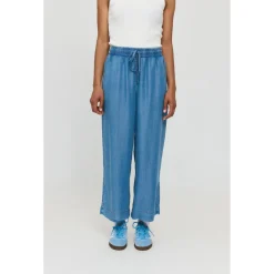 - Woen' Wide eg Deni Pant with Bet - Freizeithoe < Mazine New