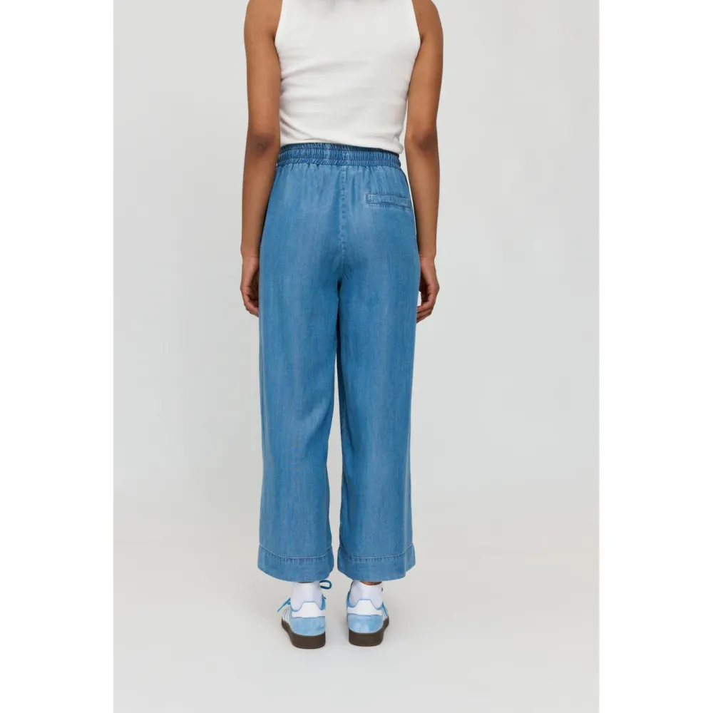 - Woen' Wide eg Deni Pant with Bet - Freizeithoe < Mazine New