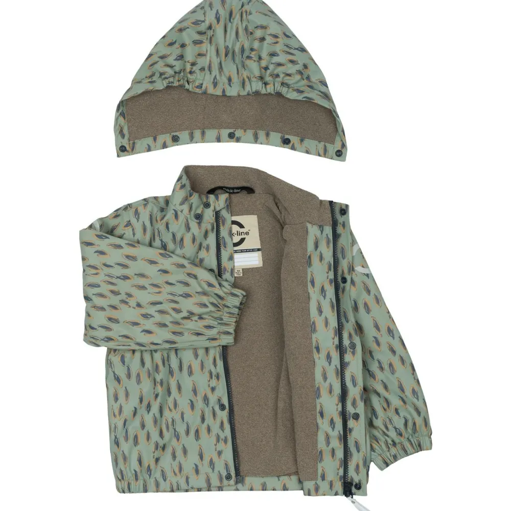 Mikk-Line - Kid's PU Rain Set with Fleece Suspension 104 - Regenset Iceberg Green