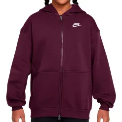 Nike Fitnessbekleidung|Freizeitjacken-- Big Kid's SW Club Fleece Oversized Full-Zip Hoodie - Freizeitjacke Bordeaux / White