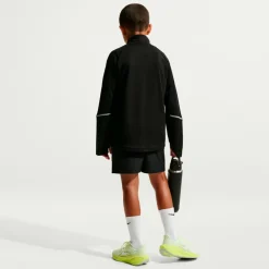 Nike Fitnessbekleidung|Laufbekleidung-- Kid's Miler Dri-FIT 1/2-Zip Top - Laufshirt Black / Reflective Silver