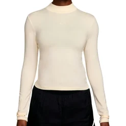 Nike Laufbekleidung|Shirts, Hemden & Longsleeves-- Women's NSW Tee L/S Knit Chill Knit Mock - Laufshirt Pale Ivory