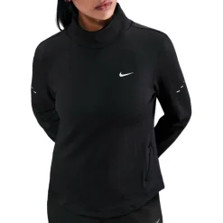 Nike Laufbekleidung|Shirts, Hemden & Longsleeves-- Women's Swift Therma Fit Turtleneck Top - Laufshirt Black / Reflective Silver