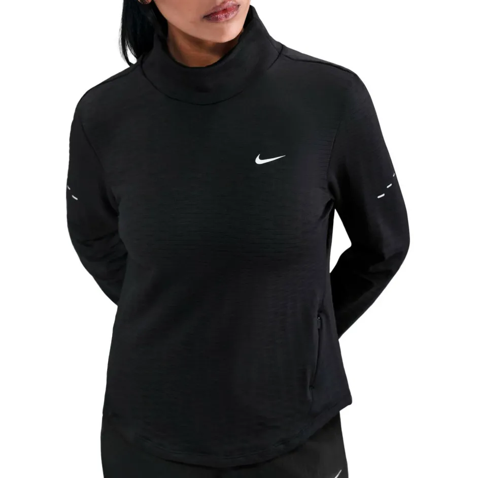 Nike Laufbekleidung|Shirts, Hemden & Longsleeves-- Women's Swift Therma Fit Turtleneck Top - Laufshirt Black / Reflective Silver