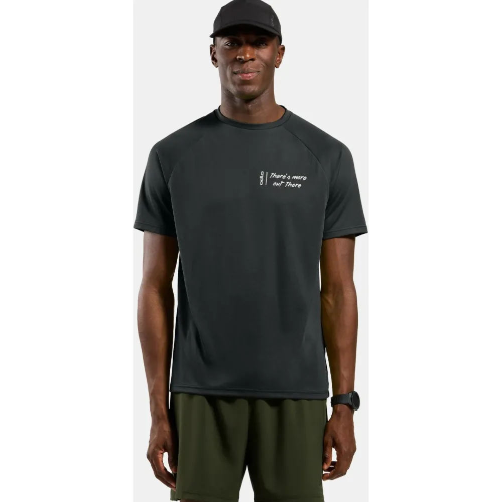 Odlo - Essential Print T-Shirt Crew Neck S/S - Laufshirt Black Hot