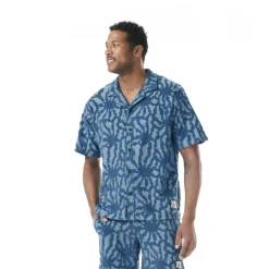 Picture - Spongy Shirt - Hemd Blue Flower Embossed Online