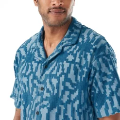 Picture - Spongy Shirt - Hemd Blue Flower Embossed Online