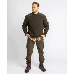 Pinewood Pullover & Hoodies|Wanderbekleidung-- Lappland Rough Sweater - Wollpullover Mossgreen Melange