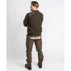 Pinewood Pullover & Hoodies|Wanderbekleidung-- Lappland Rough Sweater - Wollpullover Mossgreen Melange