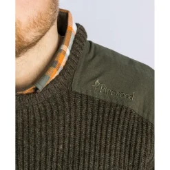 Pinewood Pullover & Hoodies|Wanderbekleidung-- Lappland Rough Sweater - Wollpullover Mossgreen Melange