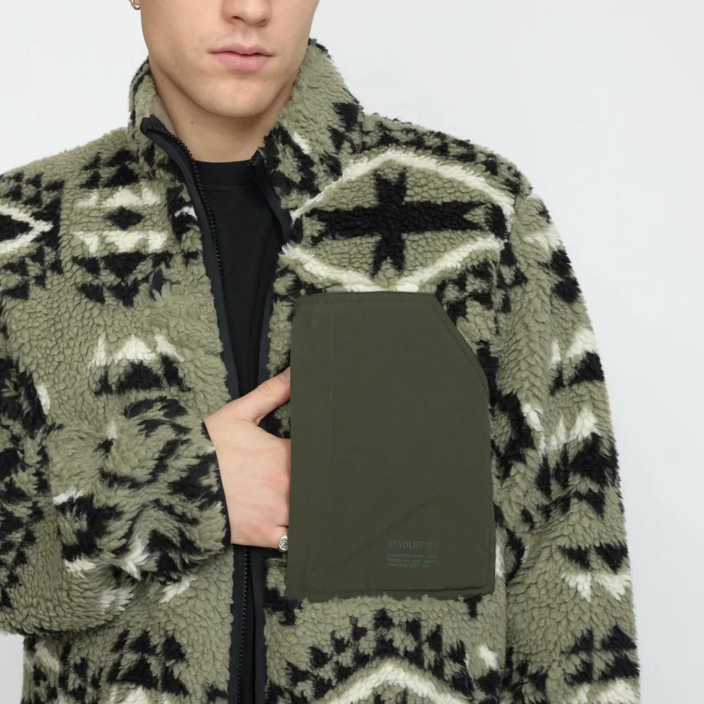 Revolution - Printed Pocket Teddy - Fleecejacke Green Clearance