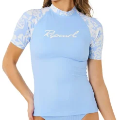 Rip Curl Bademode-- Women's Pacific Coast UPF S/S Rashvest - Lycra Sky Blue