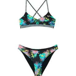Roxy Bademode-- Kid's Active RG Athletic Tri Set - Bikini Anthracite Aquarella Active Rg