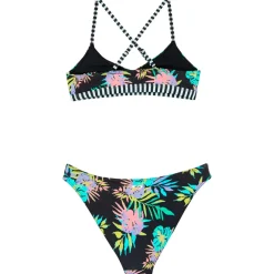 Roxy Bademode-- Kid's Active RG Athletic Tri Set - Bikini Anthracite Aquarella Active Rg
