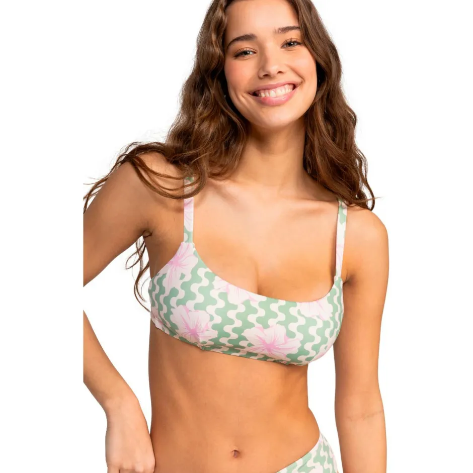 Roxy Bademode-- Women's Hibiscus Daze Underwire D-Cup - Bikini-Top Basil Party Waves Yw