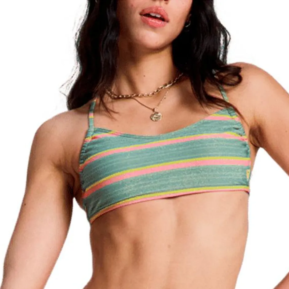 Roxy Bademode-- Women's Ocean Dreamer Cheeky - Bikini-Top Oil Green Say It With Stripes