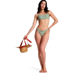 Roxy Bademode-- Women's Ocean Dreamer Cheeky - Bikini-Top Oil Green Say It With Stripes