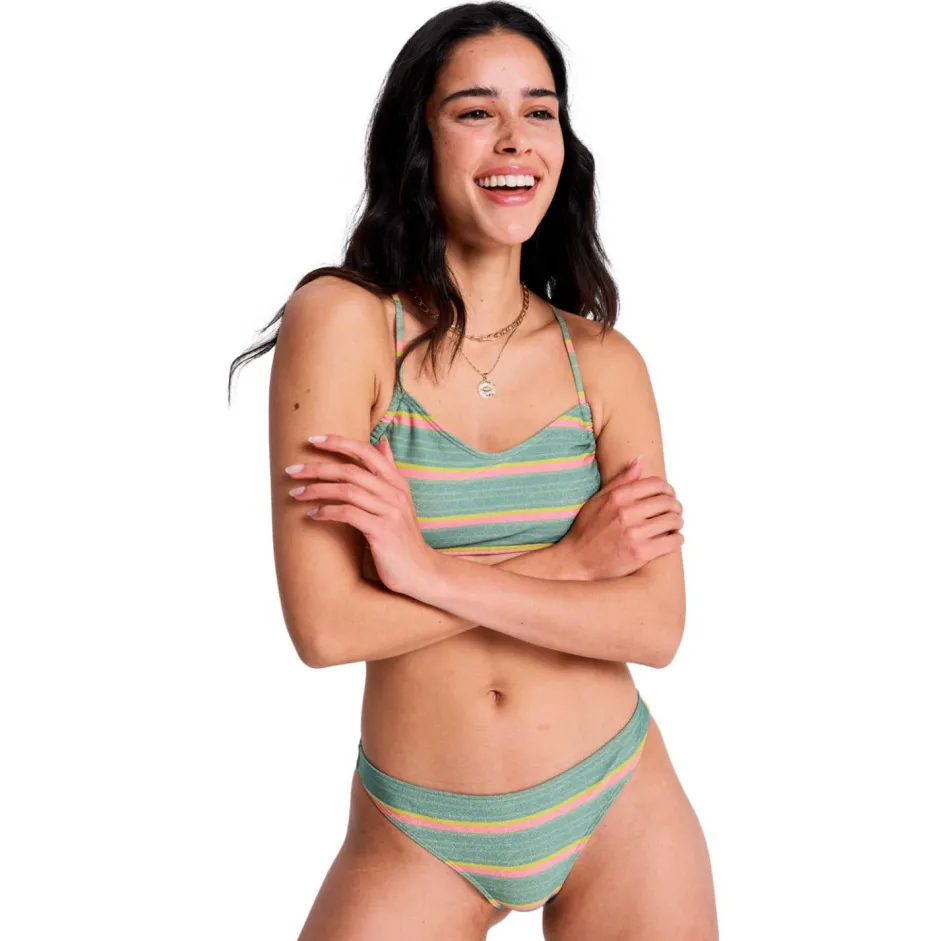 Roxy Bademode-- Women's Ocean Dreamer Cheeky - Bikini-Top Oil Green Say It With Stripes