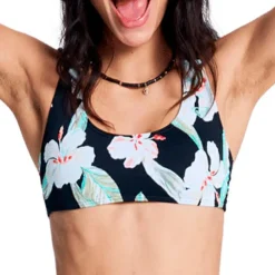 Roxy Bademode-- Women's PT Essentials Athletic Bra - Bikini-Top Anthracite Spring Charming