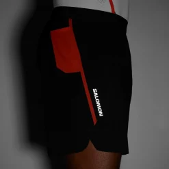 Salomon Laufbekleidung|Hosen-- S/Lab Speed Split 7'' Short - Laufshorts Deep Black / Fiery Red