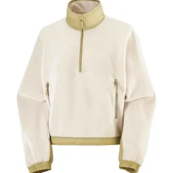 - Woen' Chroa Feece Crop Haf Zip - Feecepuover < Salomon New