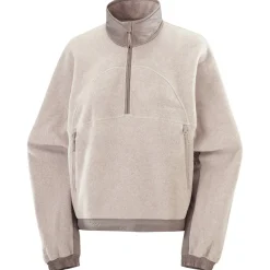 - Woen' Chroa Feece Crop Haf Zip - Feecepuover < Salomon New