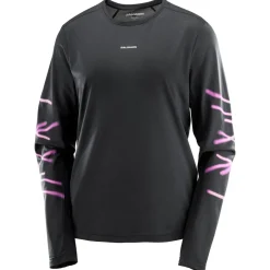 Salomon Laufbekleidung|Shirts, Hemden & Longsleeves-- Women's SHKout Core L/S Tee GFX - Laufshirt Deep Black