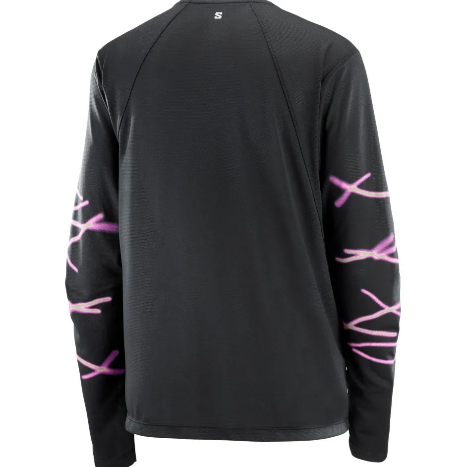 Salomon Laufbekleidung|Shirts, Hemden & Longsleeves-- Women's SHKout Core L/S Tee GFX - Laufshirt Deep Black