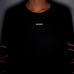 Salomon Laufbekleidung|Shirts, Hemden & Longsleeves-- Women's SHKout Core L/S Tee GFX - Laufshirt Deep Black