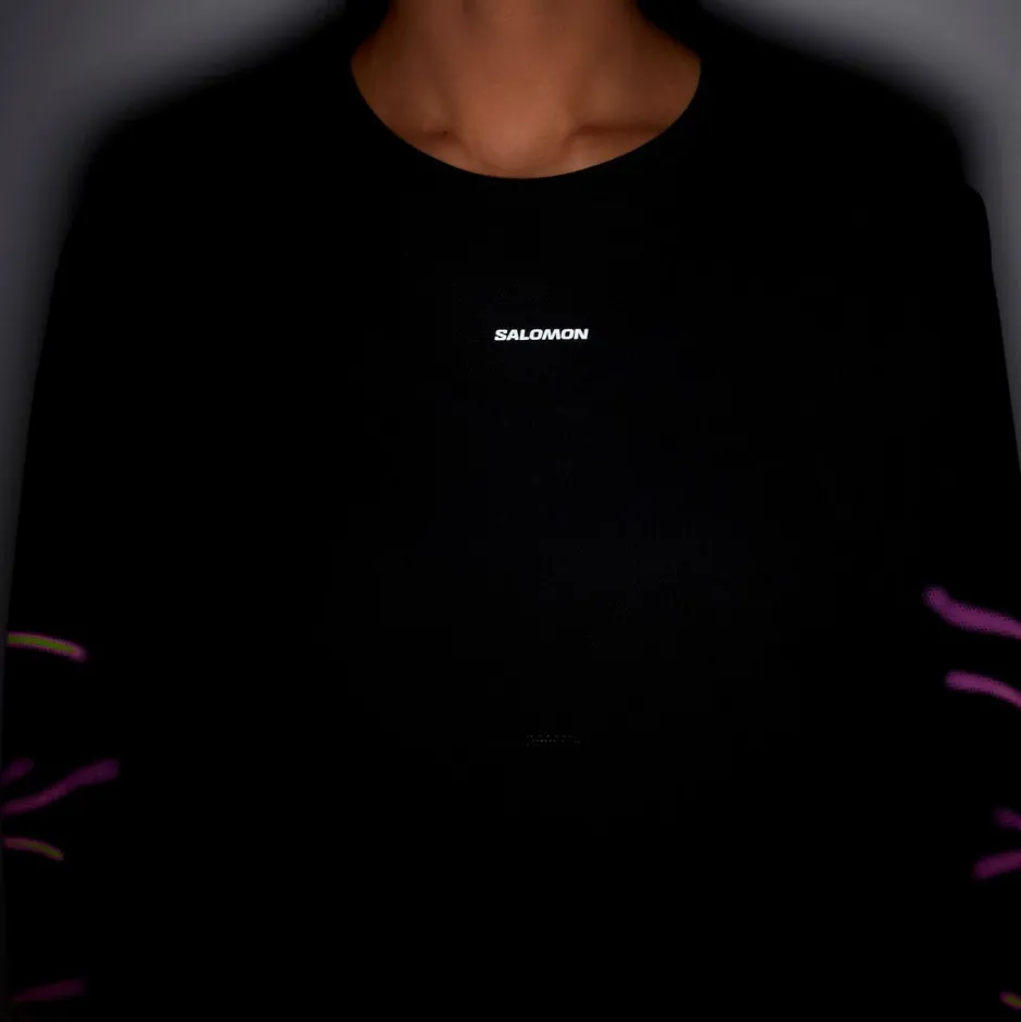 Salomon Laufbekleidung|Shirts, Hemden & Longsleeves-- Women's SHKout Core L/S Tee GFX - Laufshirt Deep Black