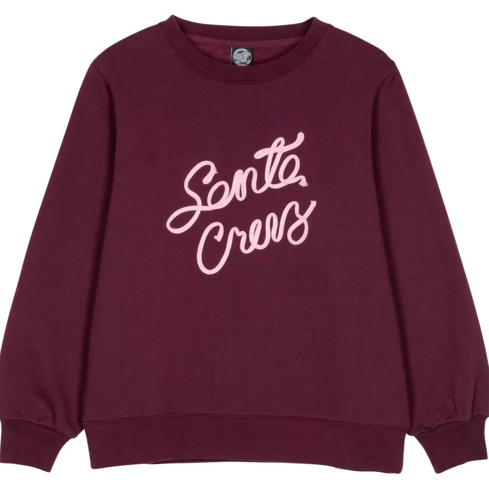 Santa Cruz - Women's Ribbon Script Front Crew - Pullover Dark Cherry Best