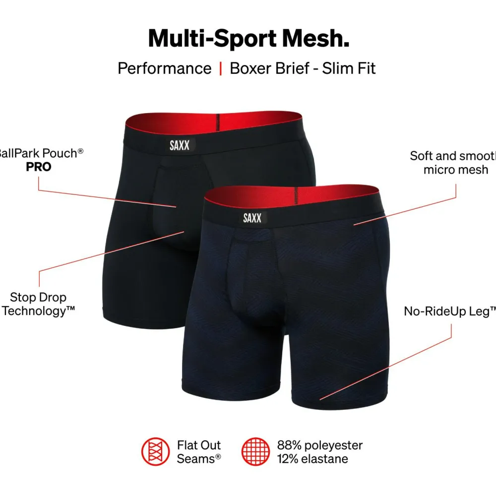 Saxx - Multi-Sport Mesh Boxer Brief Fly 2-Pack - Kunstfaserunterwäsche Clearance