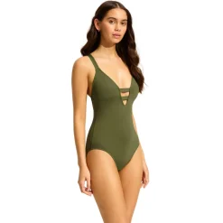 Seafolly Bademode-- Women's Collective Deep V One Piece - Badeanzug