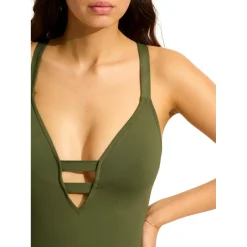 Seafolly Bademode-- Women's Collective Deep V One Piece - Badeanzug