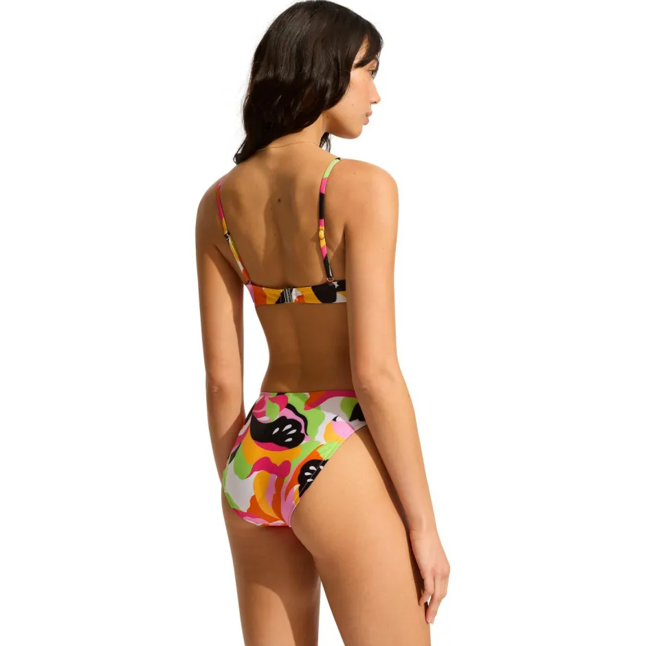Seafolly Bademode-- Women's Rio High Leg Ruched Side Pant - Bikini-Bottom Hot Pink