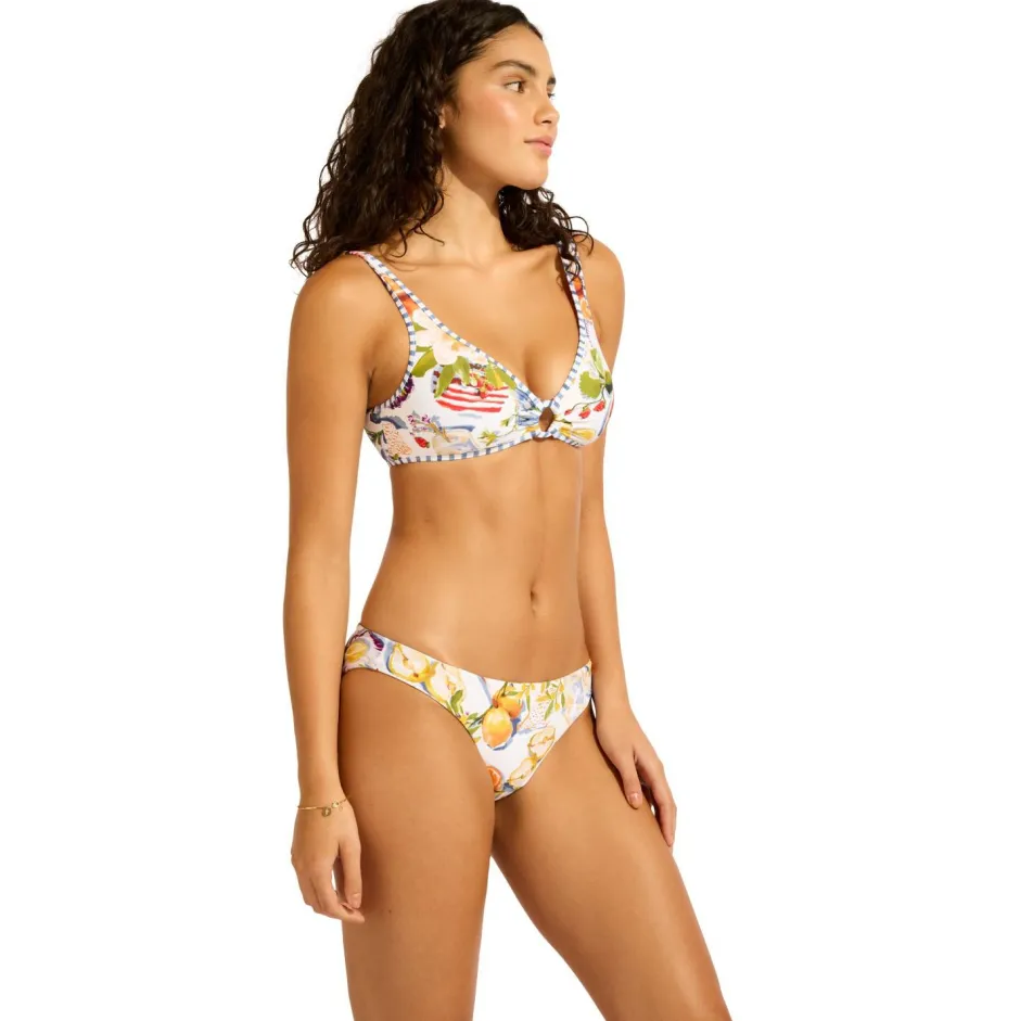 Seafolly Bademode-- Women's Riviera Coast Reversible Hipster - Bikini-Bottom White