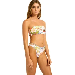 Seafolly Bademode-- Women's Riviera Coast High Leg Pant - Bikini-Bottom White