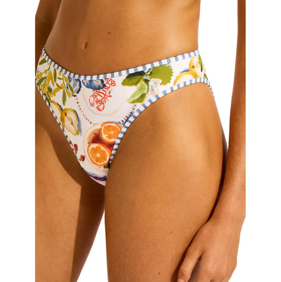 Seafolly Bademode-- Women's Riviera Coast High Leg Pant - Bikini-Bottom White