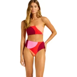 Seafolly Bademode-- Women's Sorrento High Waisted Pant - Bikini-Bottom Flame