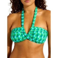 Seafolly Bademode-- Women's Sorrento Halter Bandeau - Bikini-Top Vivid Green