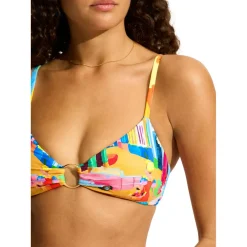 Seafolly - Women's Cuba Ring Front Bralette - Bikini-Top Turquoise