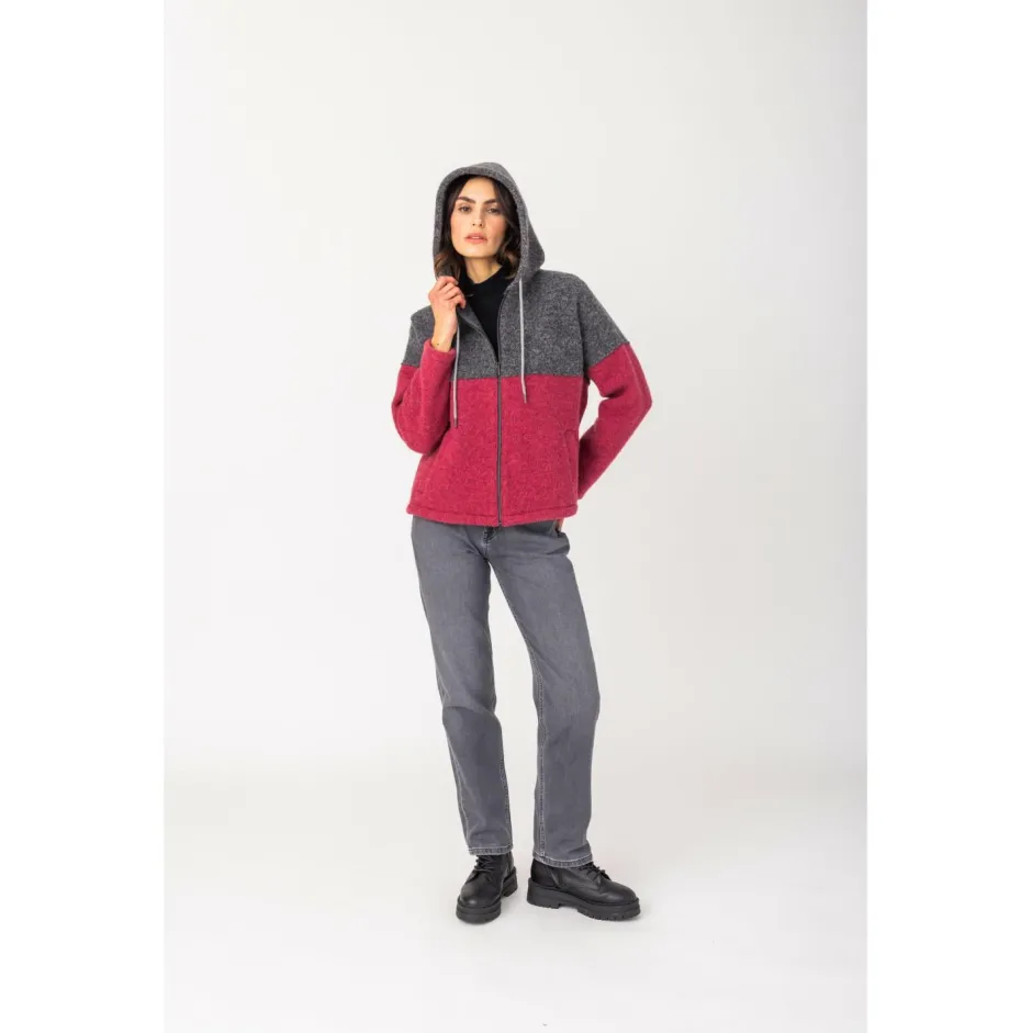 STAPF Jacken|Alltagsbekleidung-- Women's Mina - Zip-Hoodie Steinkohle / Clematis