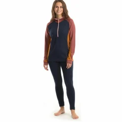 Stoic Alltagsbekleidung|Wanderbekleidung-- Women's Merino260 StadjanSt. 3/4 Zip w. Hood - Merinohoodie Black / Twilight Blue Melange