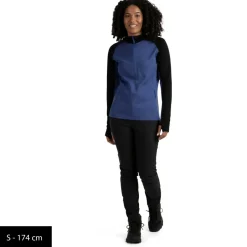 Stoic Alltagsbekleidung|Wanderbekleidung-- Women's Merino260 StadjanSt. 3/4 Zip w. Hood - Merinohoodie Black / Twilight Blue Melange