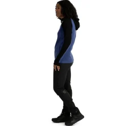 Stoic Alltagsbekleidung|Wanderbekleidung-- Women's Merino260 StadjanSt. 3/4 Zip w. Hood - Merinohoodie Black / Twilight Blue Melange