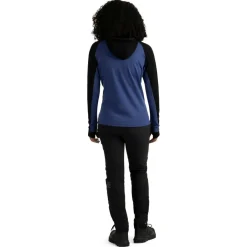 Stoic Alltagsbekleidung|Wanderbekleidung-- Women's Merino260 StadjanSt. 3/4 Zip w. Hood - Merinohoodie Black / Twilight Blue Melange