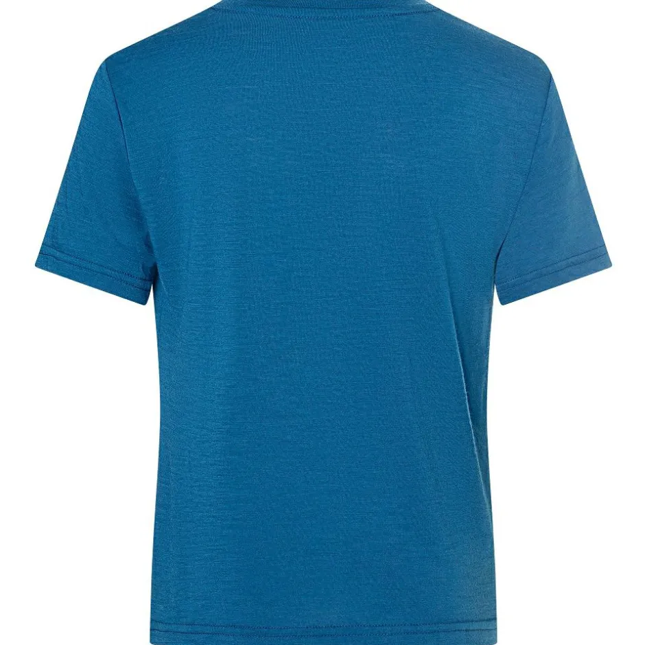 super.natural Alltagsbekleidung|Wanderbekleidung-- Kid's Scrambler Tee - Merinoshirt Ocean Blue / Feather Grey