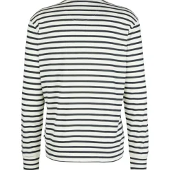 super.natural - Solution Stripe Bio Crew - Merinopullover Fresh White / Navy Stripe Online